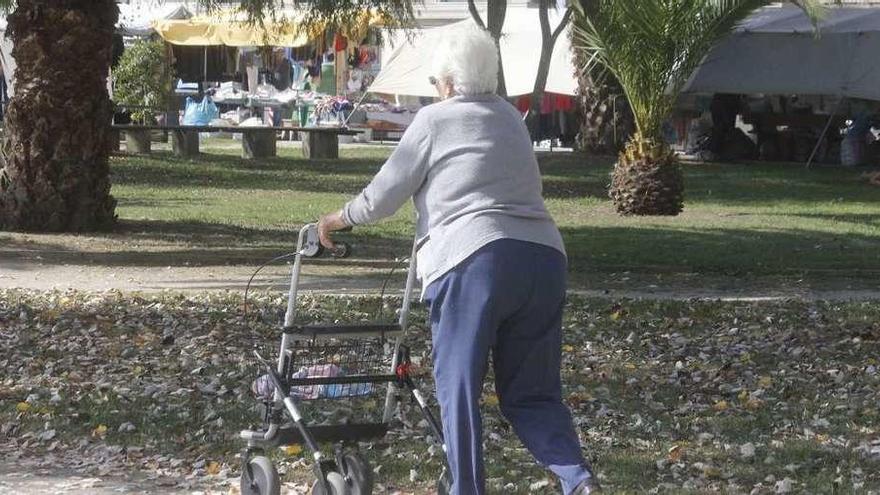 Una mujer pasea con un andador.