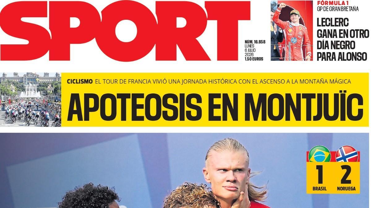 Esta es la portada de SPORT de hoy, lunes 6 de julio