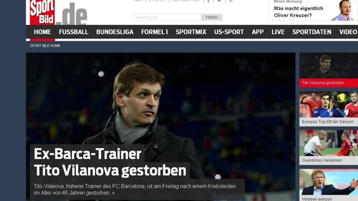 Sport Bild. La muerte de Tito Vilanova en diarios deportivos del extranjero