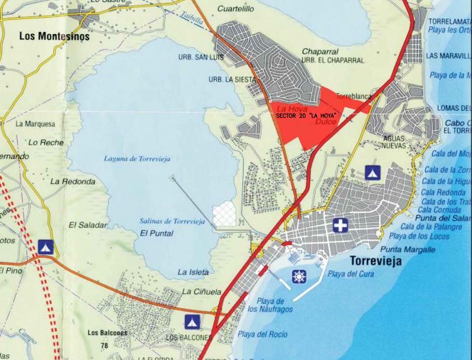 Plano que pone en contexto la envergadura del plan que ha comenzado a construirse en Torrevieja en comparación con todo su término municipal