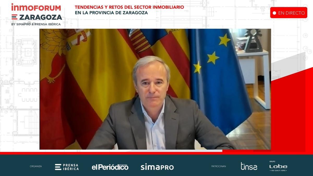 El alcalde de Zaragoza, Jorge Azcón, en su intervención en la jornada.
