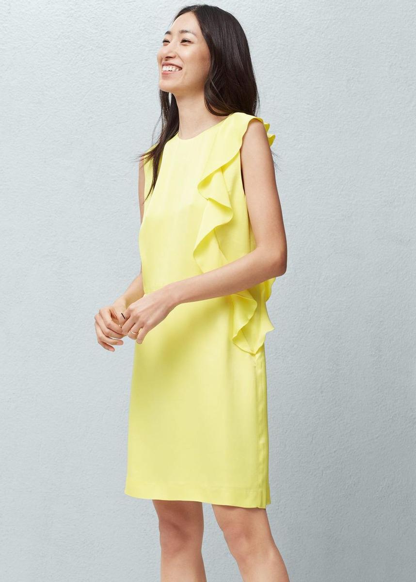 Vestido con volante amarillo de Mango (29,99€)