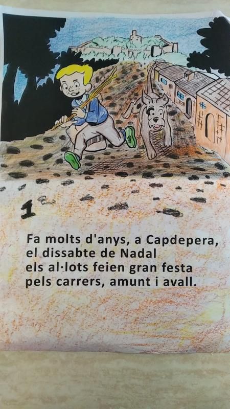 La tradición única en Capdepera del Alei Alei se explica en forma de dibujos para que los escolares puedan colorear las viñetas.