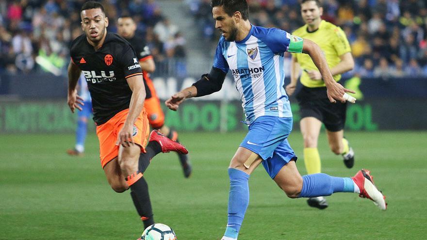 Recio, antes de lesionarse en el partido ante el Valencia.