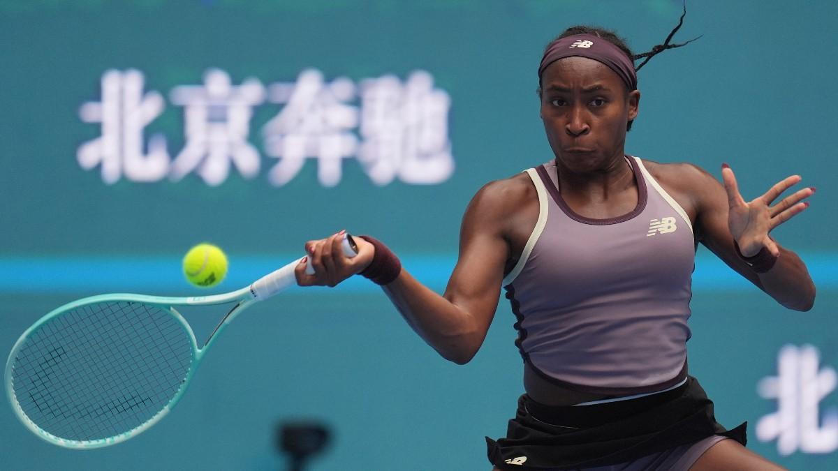Gauff, durante las semifinales ante Badosa en el WTA 1000 de Pekín