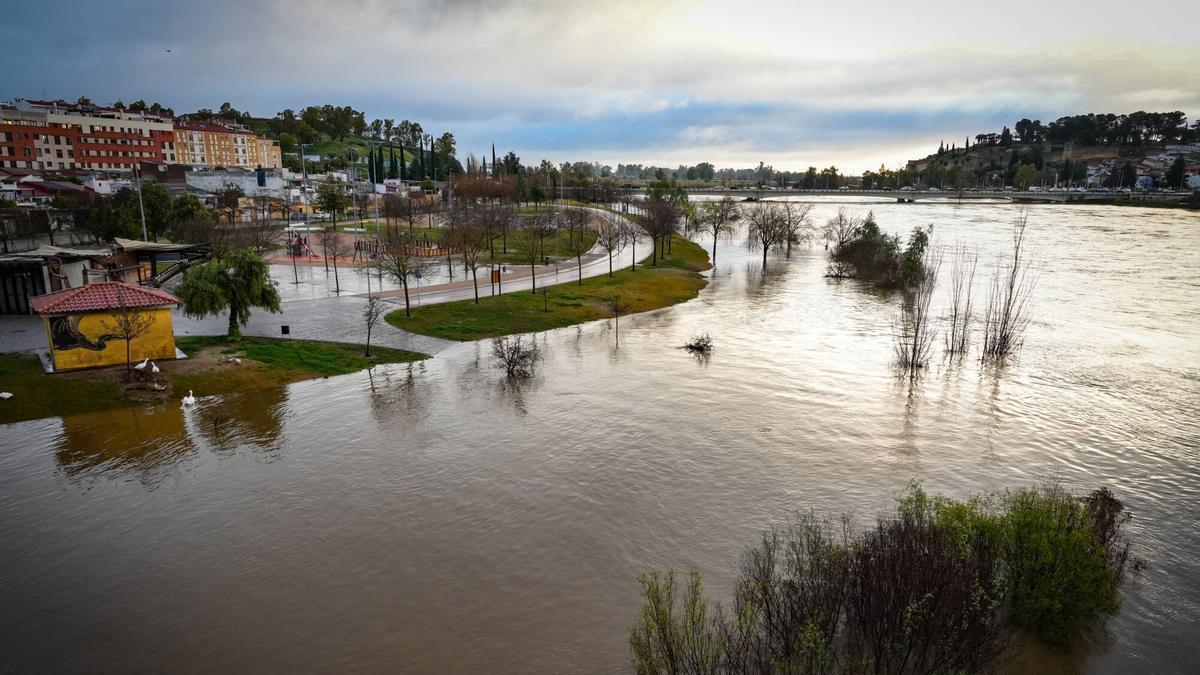 Imagen de una de las últimas crecidas del río Guadiana a su paso por Badajoz.