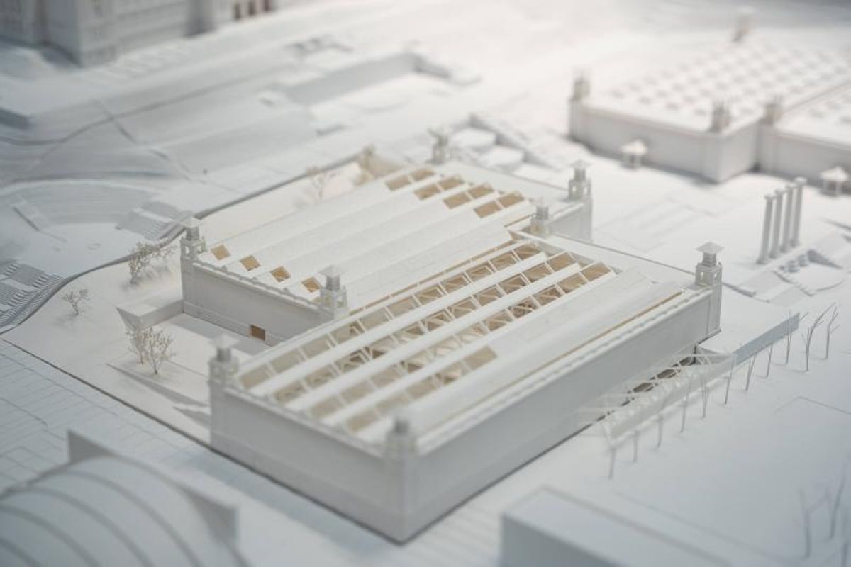 Maqueta de la propuesta del nuevo Palau de Congressos. El grueso de la remodelación se producirá en el interior.