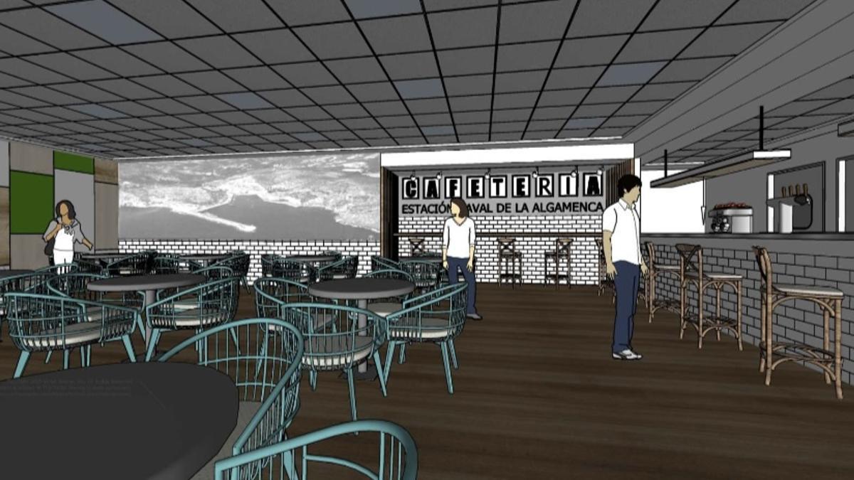 Recreación de las obras en el comedor de la Estación de La Algameca