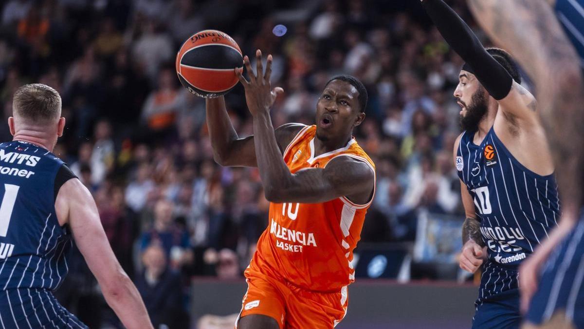 Omari Moore, en el último partido enre el Valencia Basket y el Anadolu EFES en Euroliga.
