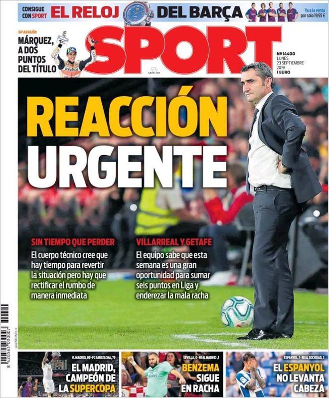 Portada del SPORT del 23 de septiembre de 2019