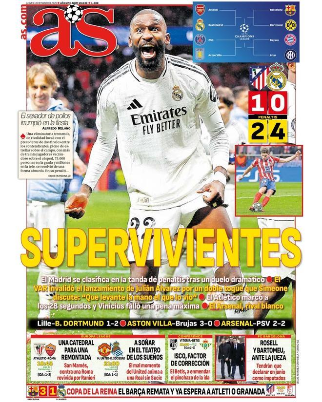 Estas son las portadas de la prensa deportiva de hoy, jueves 13 de marzo