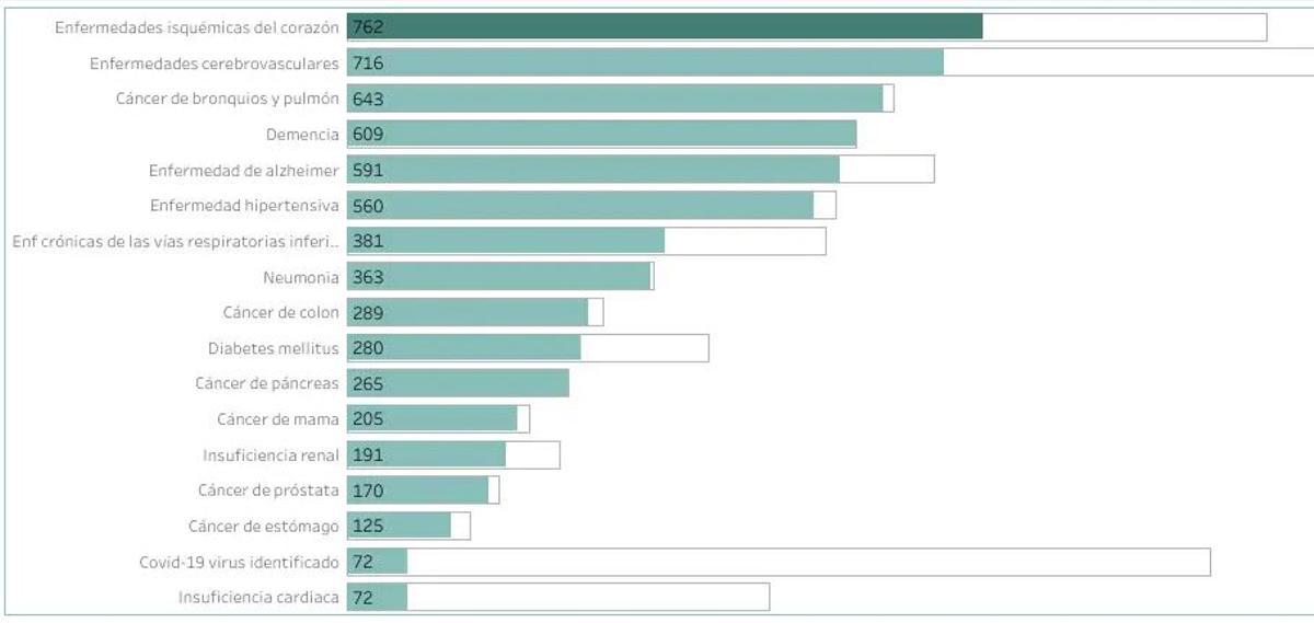 Principales causas de muerte en 2025 en la Región de Murcia.