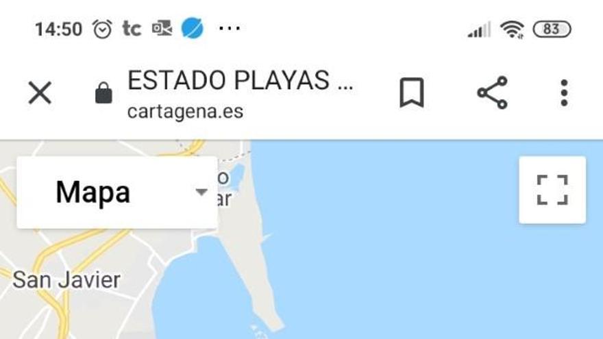 En la imagen, el estado de una de las playas de Cartagena