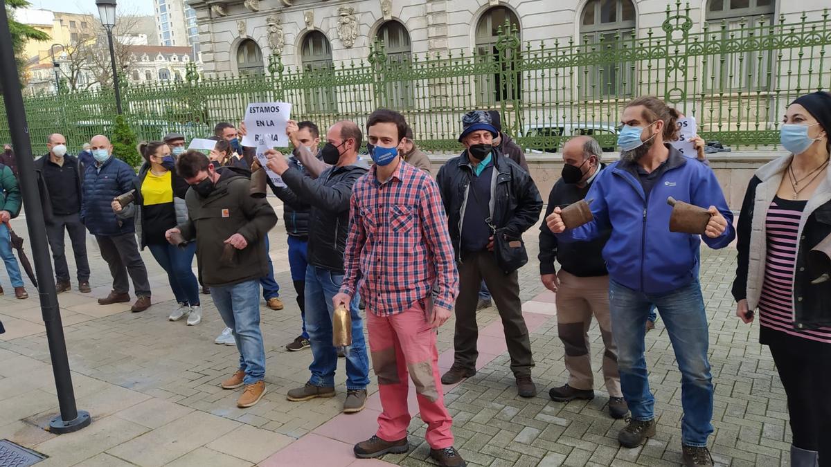 Protesta ganadera en Oviedo.