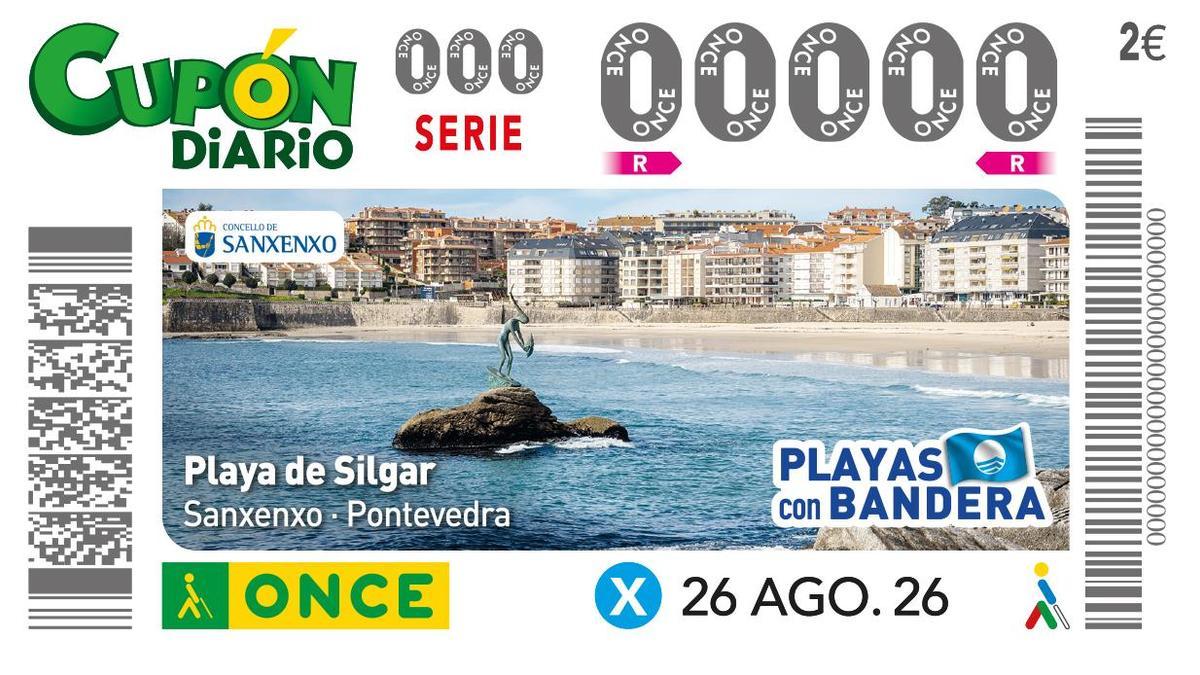 El cupón de la ONCE con la imagen de Silgar y la madama en primer plano.