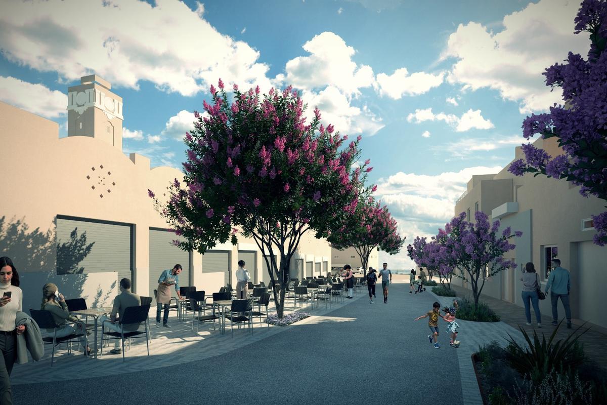 Infografía que muestra la peatonalización de la parte trasera del Mercado de Santa Cruz.