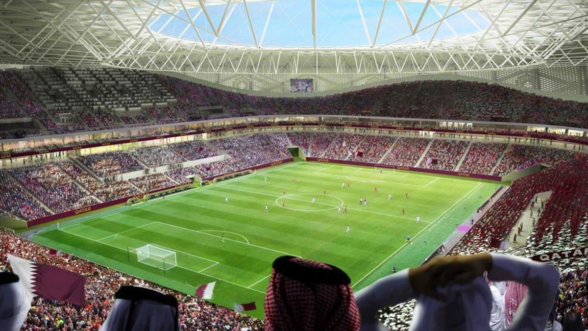 Representación del interior de uno de los estadios de Qatar 2022