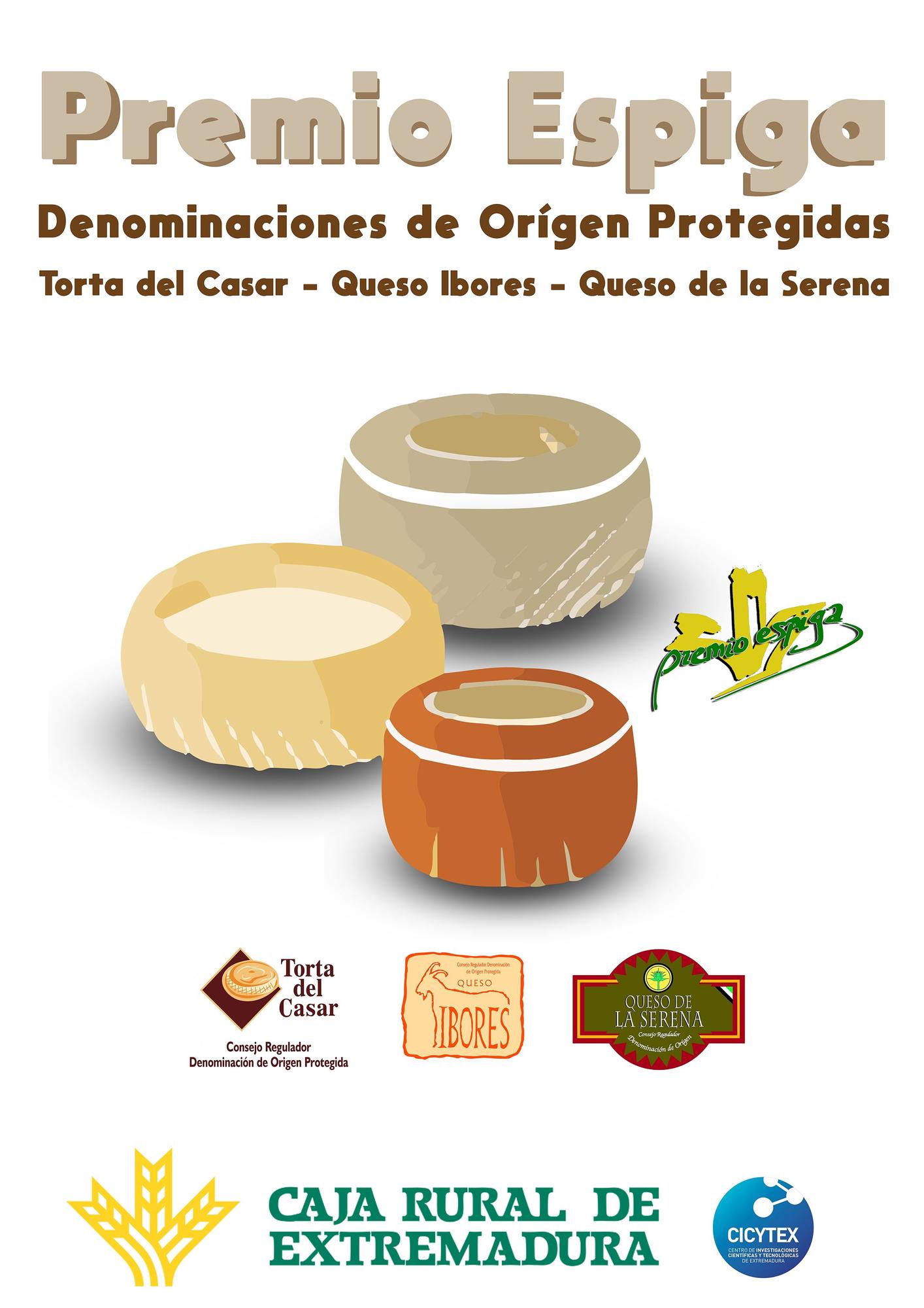 Cartel de los Premios Espiga para Quesos de las Denominaciones de Origen Protegidas Extremeñas.