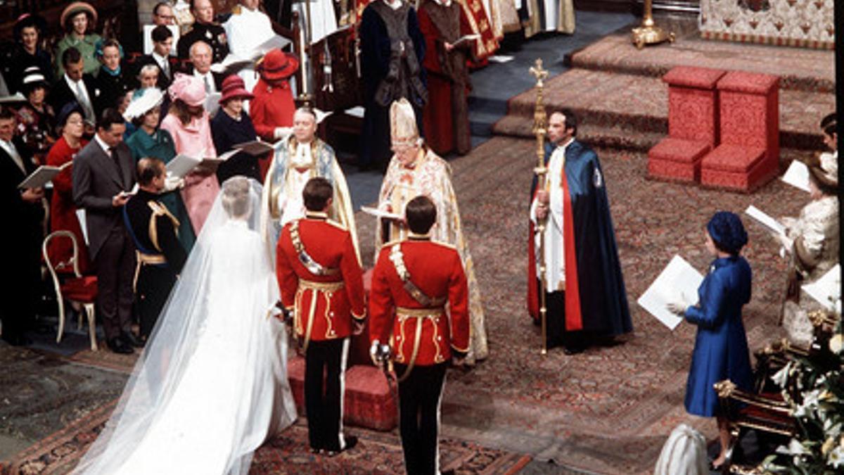 Boda de la princesa Ana y Mark Philips, en la abadía de Westminster, en 1973.