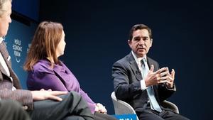 El presidente de BBVA, Carlos Torres, durante su intervención en el Foro de Davos, organizado por el World Economic Forum.