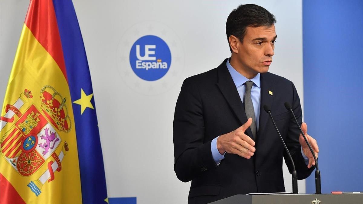 Pedro Sánchez en rueda de prensa tras el Consejo.