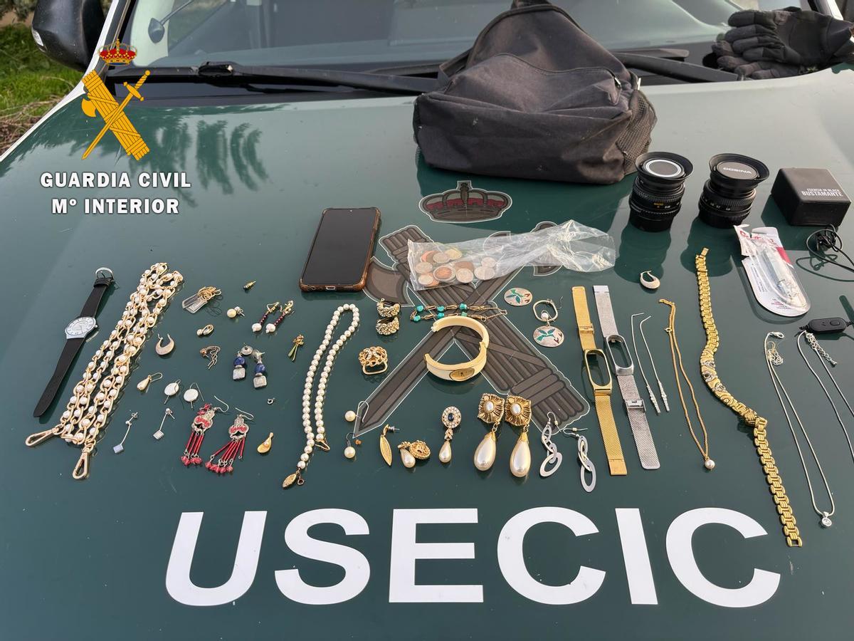 Material incautado por la Guardia Civil en la detención Aldeatejada (Salamanca).