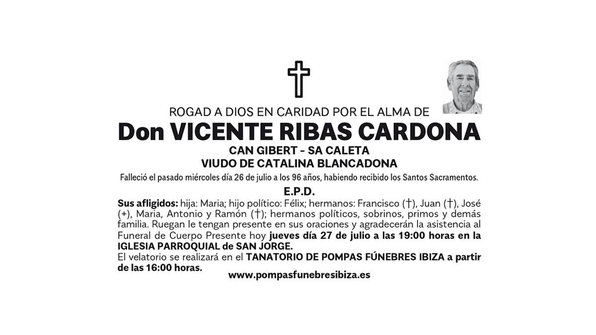 Esquela Vicente Ribas Cardona