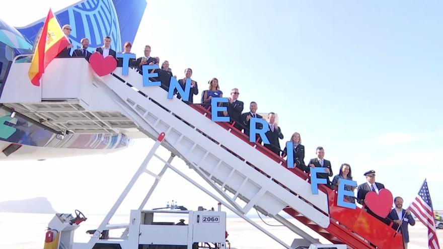 Así llegó el primer vuelo Nueva York - Tenerife