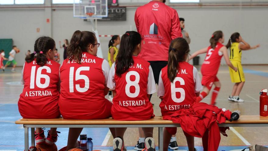 Un partido anterior de los equipos de la cantera del EDM Baloncesto A Estrada. |