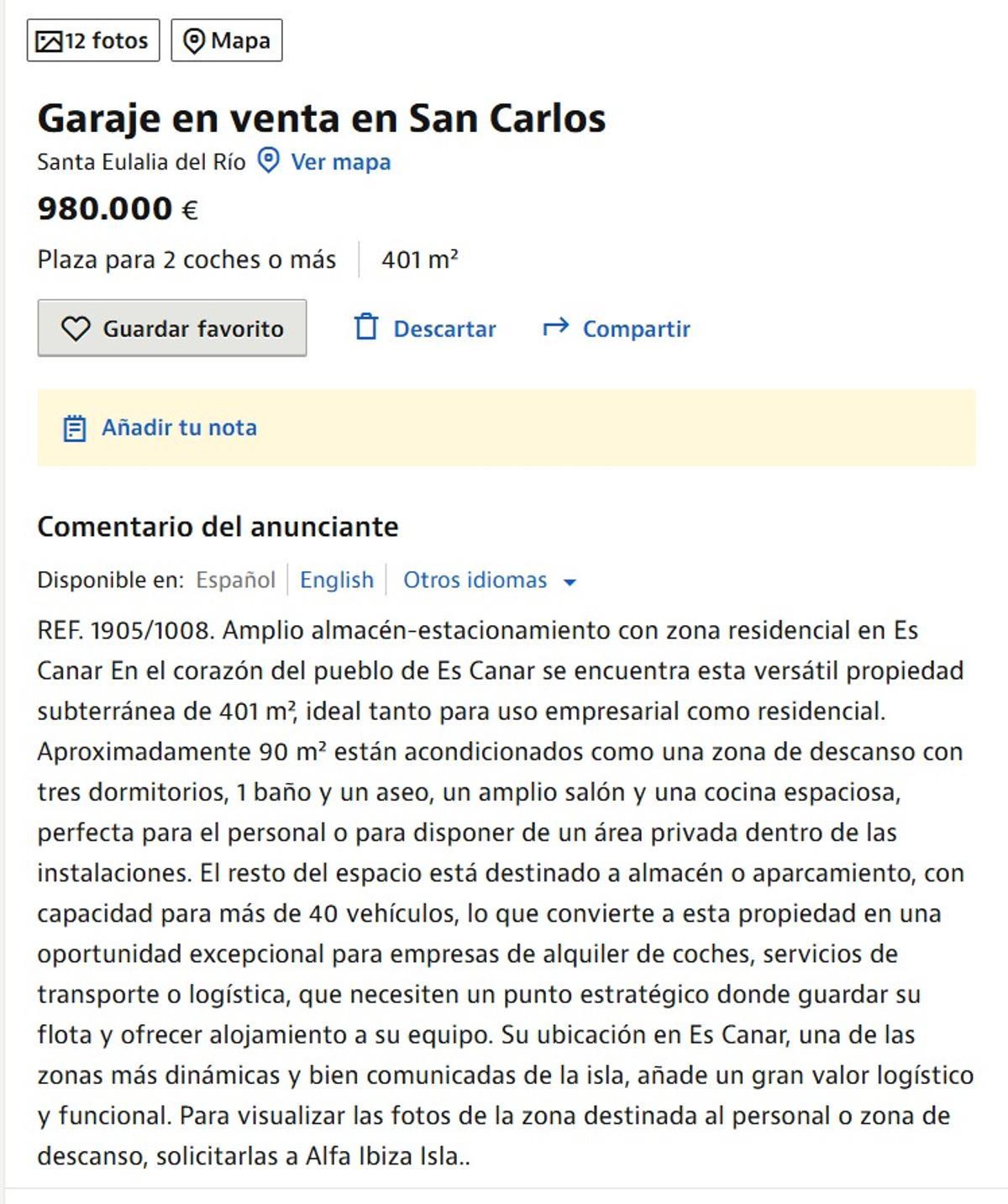 El anuncio de Idealista