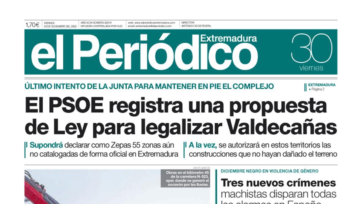 Consulta la portada correspondiente al día 30 de diciembre de 2022