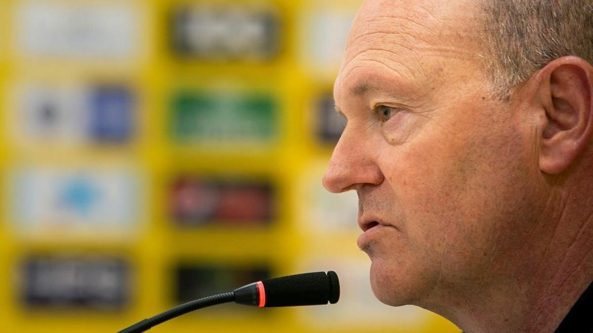 Pepe Mel, en una rueda de prensa como técnico de Las Palmas