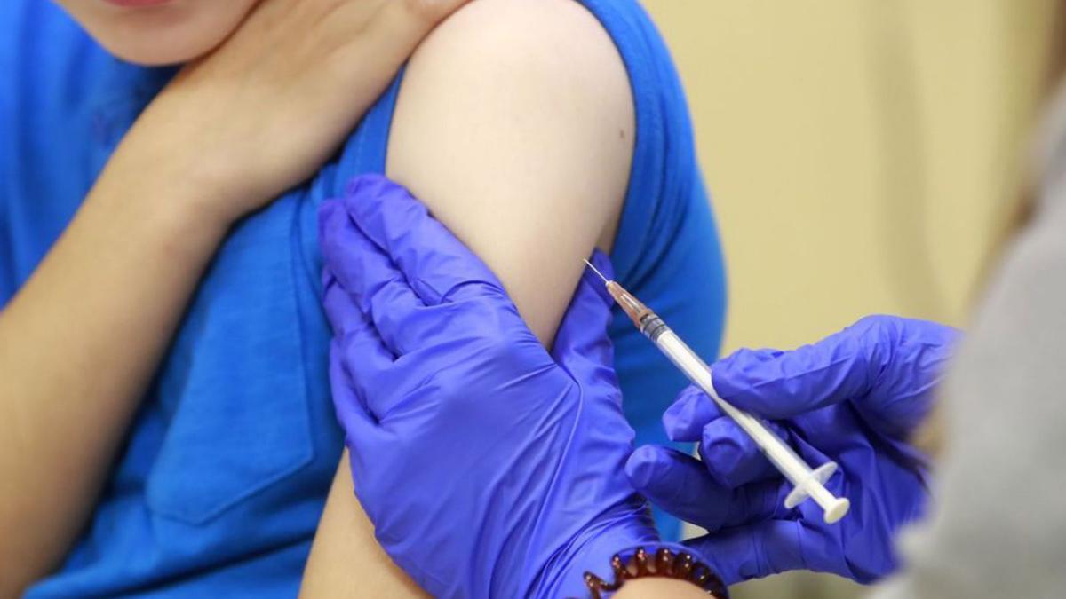 Un niño recibe la vacuna frente a la gripe.