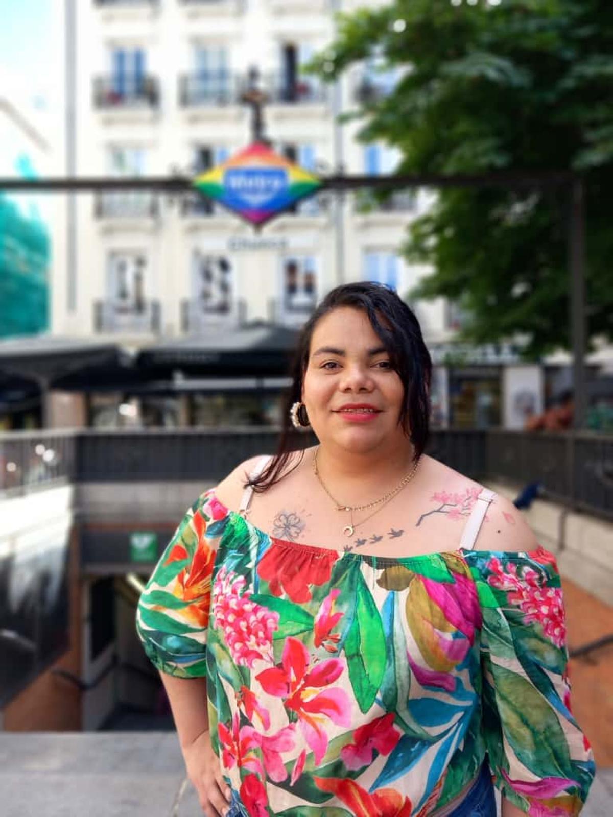 Carolina en Madrid para un reportaje de ACNUR.