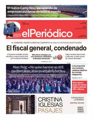 La portada de EL PERIÓDICO del 21 de noviembre de 2025