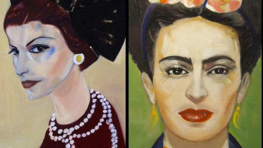 Retratos de Coco Chanel y Frida Kahlo, de Michèle Carrandié.