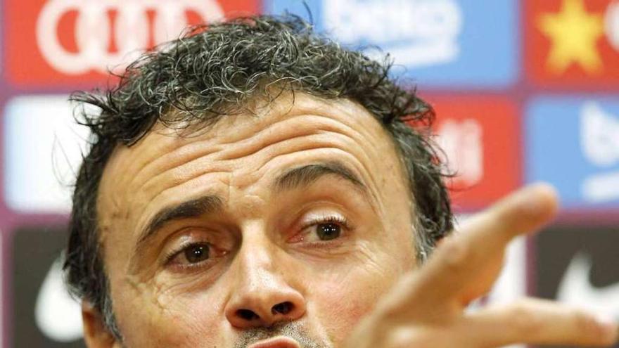 Luis Enrique, durante la rueda de prensa de ayer.