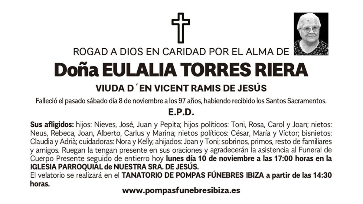 Esquela Eulalia Torres Riera