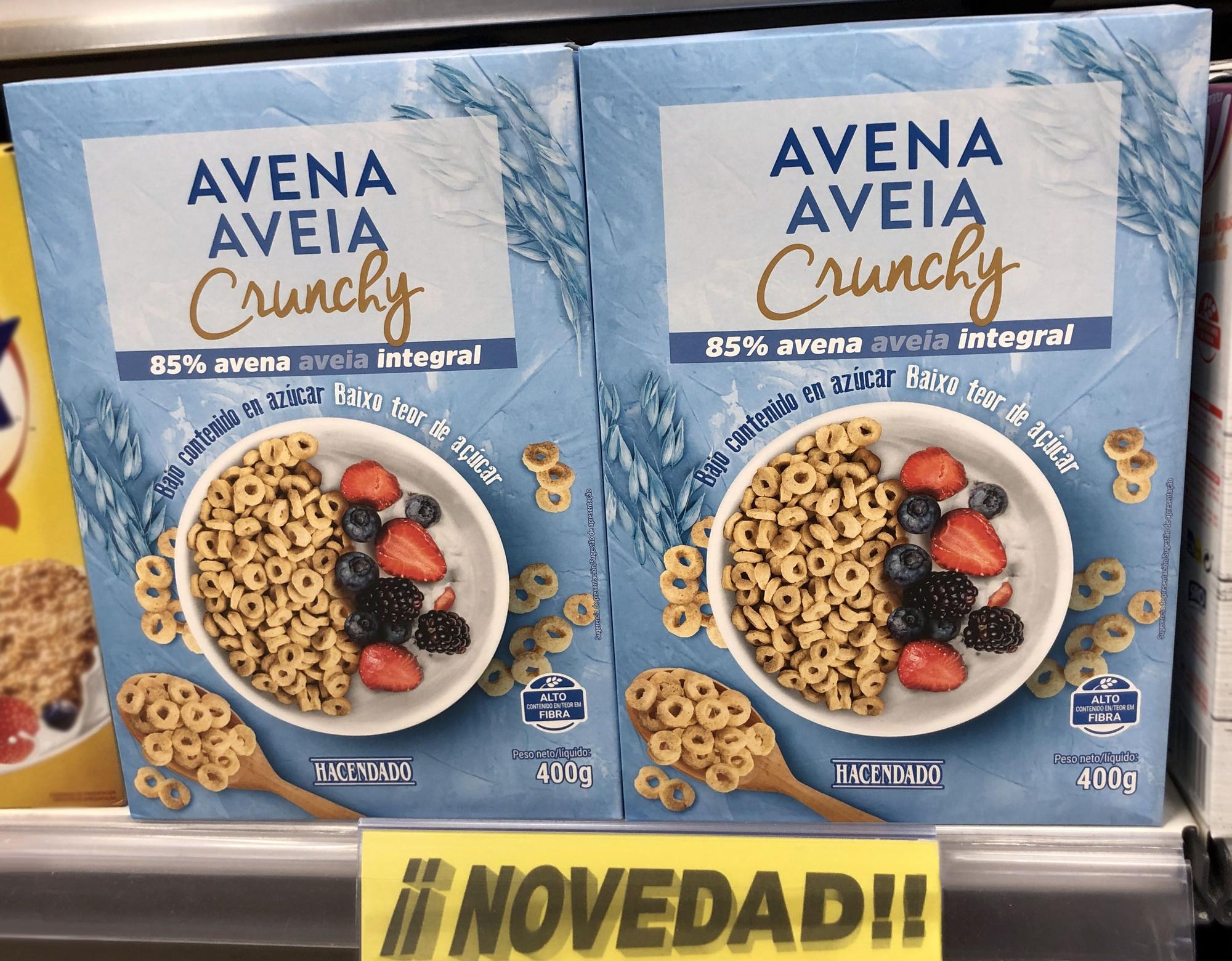 Los nuevos cereales Avena Crunchy, en el lineal de Mercadona.