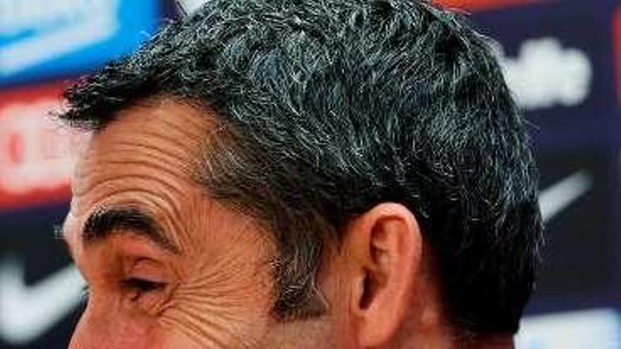 Ernesto Valverde, ayer en conferencia de prensa. // Efe