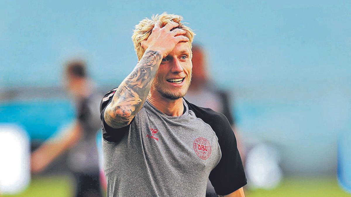 Daniel Wass, durante un entrenamiento con Dinamarca en la reciente Eurocopa.  | EFE/TOLGA BOZOGLU