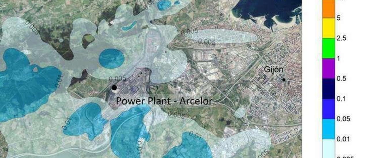 Arcelor asegura que la contaminación de su térmica se depositará en el monte Areo