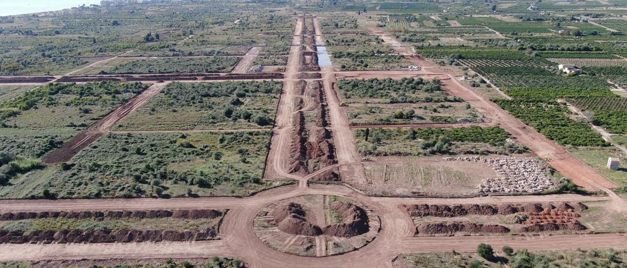 Imagen reciente desde el aire de una de las zonas donde está previsto construir el PAI Sant Gregori de Burriana.