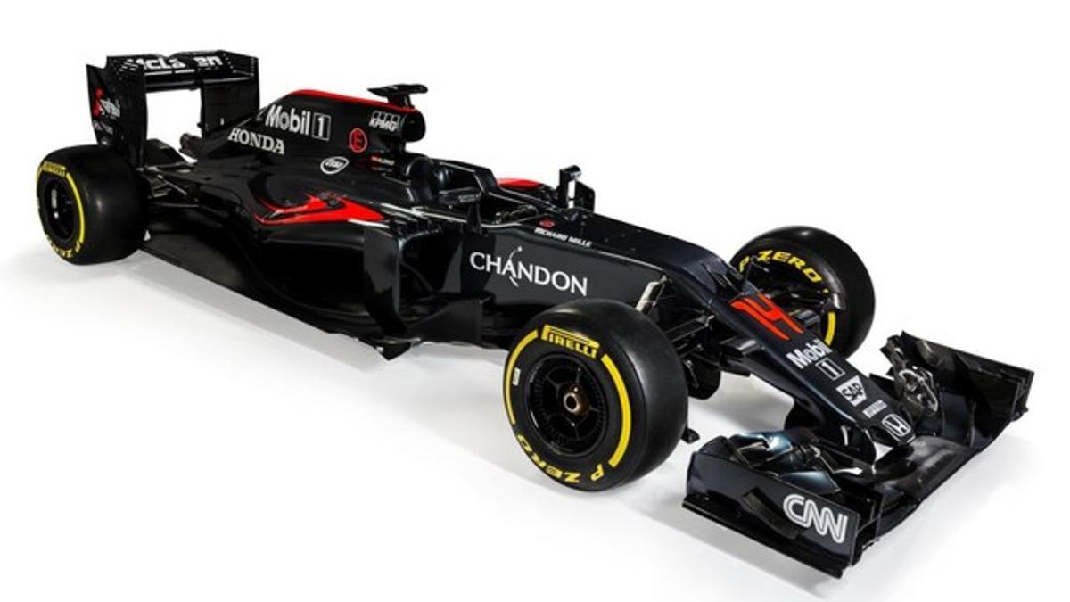 El McLaren MP4-31, el monoplaza que pilotará Fernando Alonso en la temporada 2016.