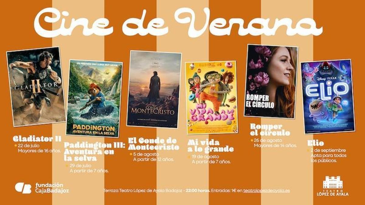 Cartel del ciclo 'Cine de Verano' de Fundación Caja Badajoz.