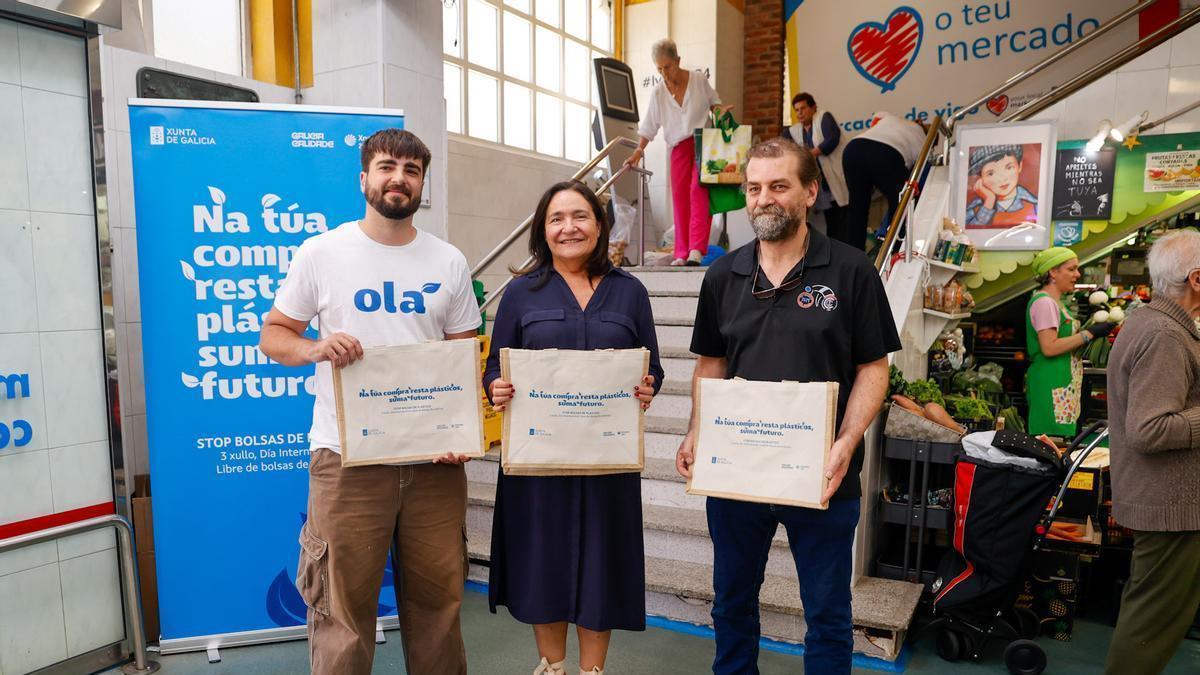 Ana Ortiz, en el acto del Día internacional de bolsas de plástico en Vigo.
