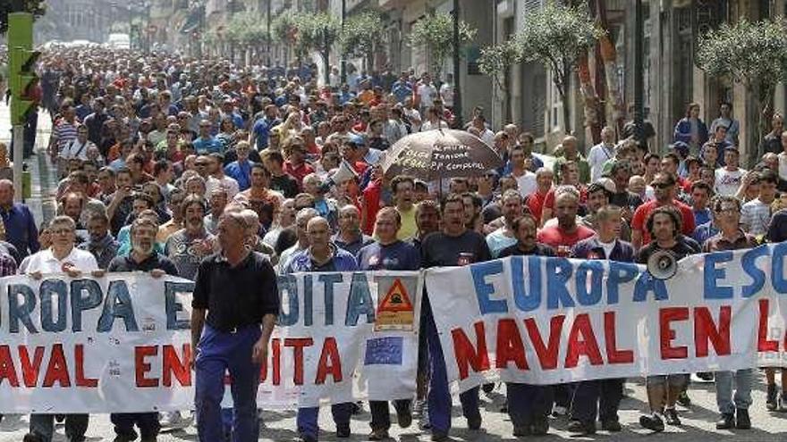 Uno de los momentos de la marcha de trabajadores.  // Jorge Santomé