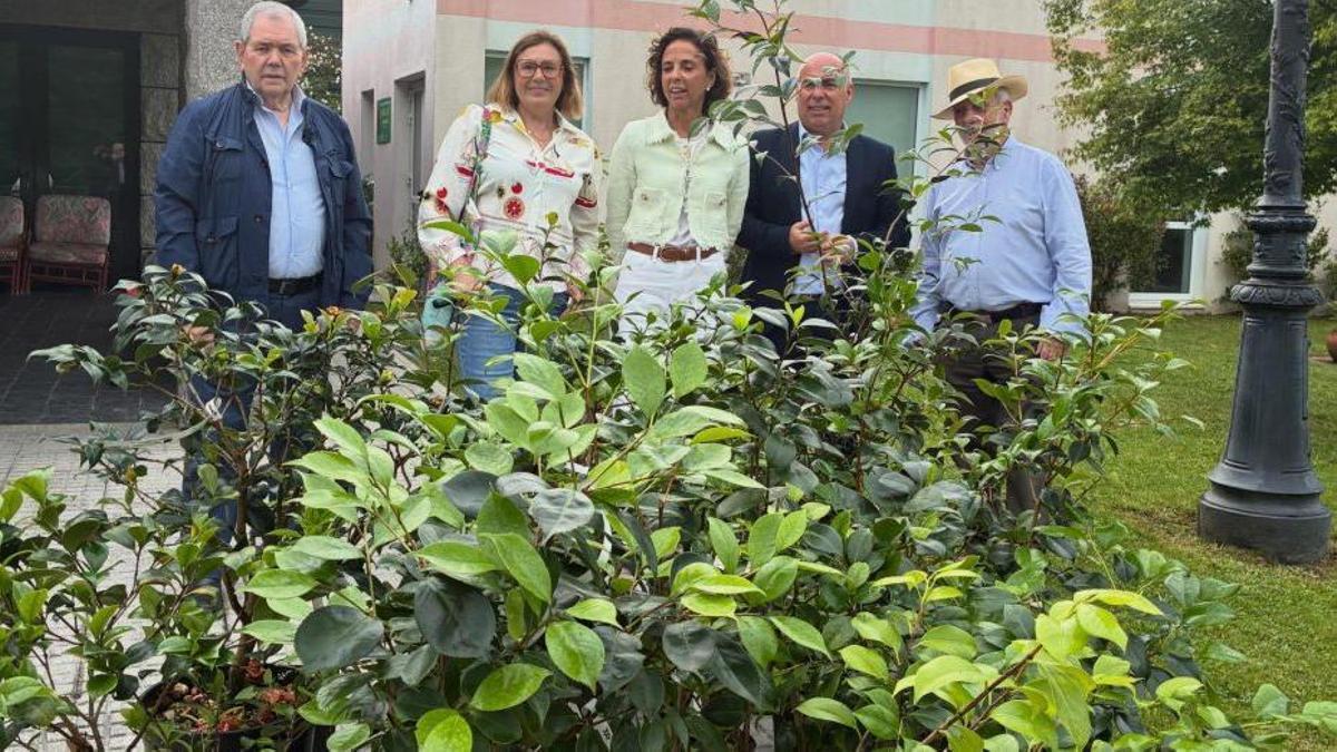 Entrega de las plantas en el albergue público de peregrinos.