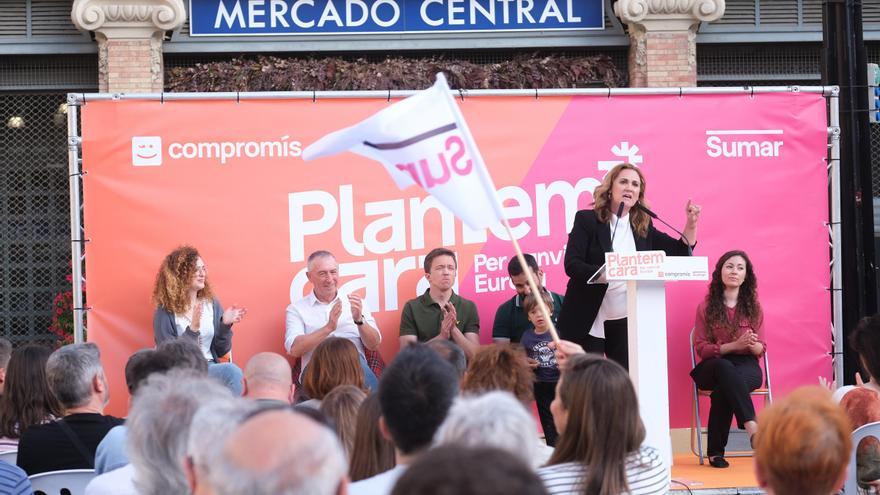 Sumar-Compromís arranca su campaña de europeas en la Plaza del Mercado de Alicante