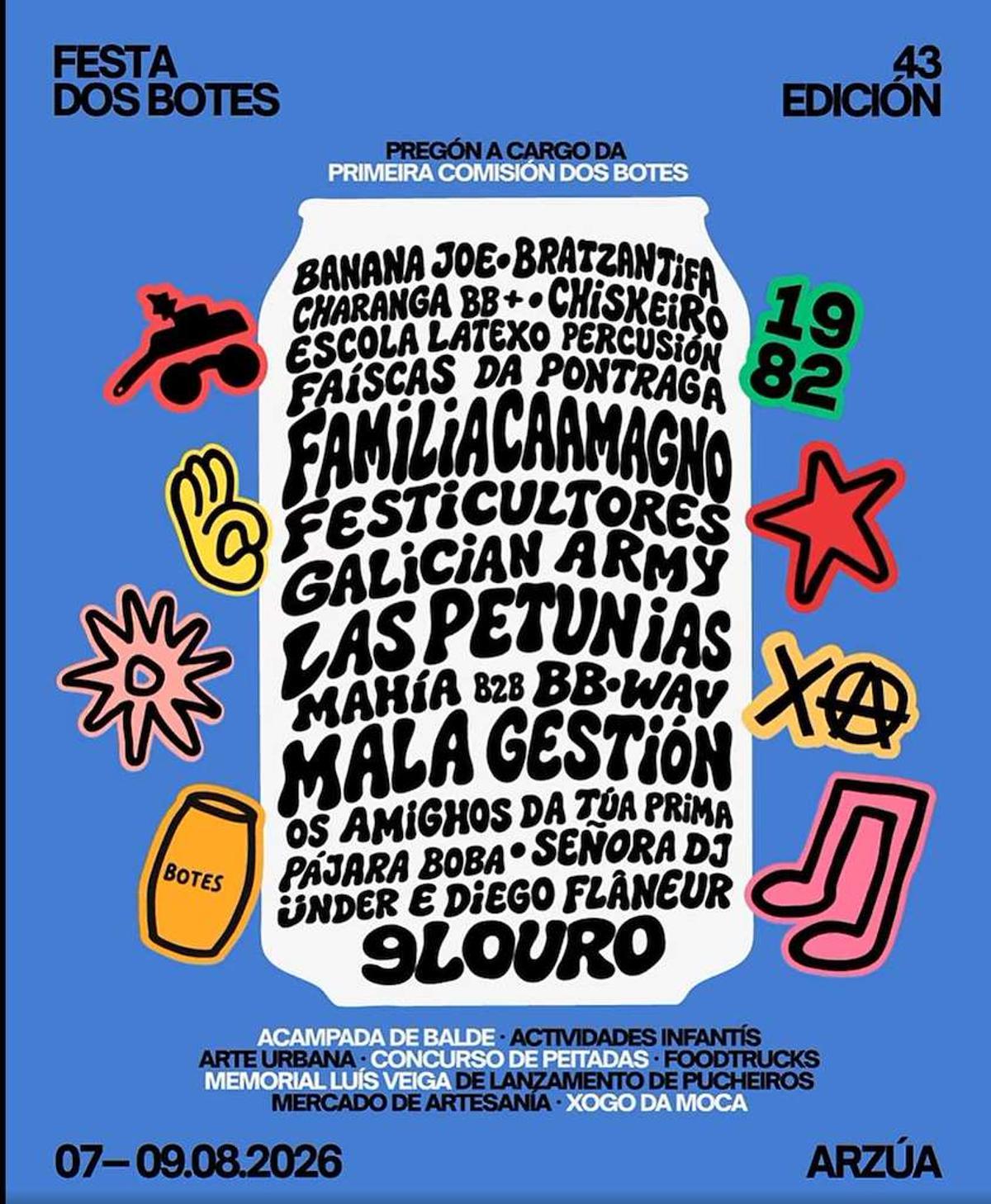 Cartel das actuacións musicais da Festa dos Botes